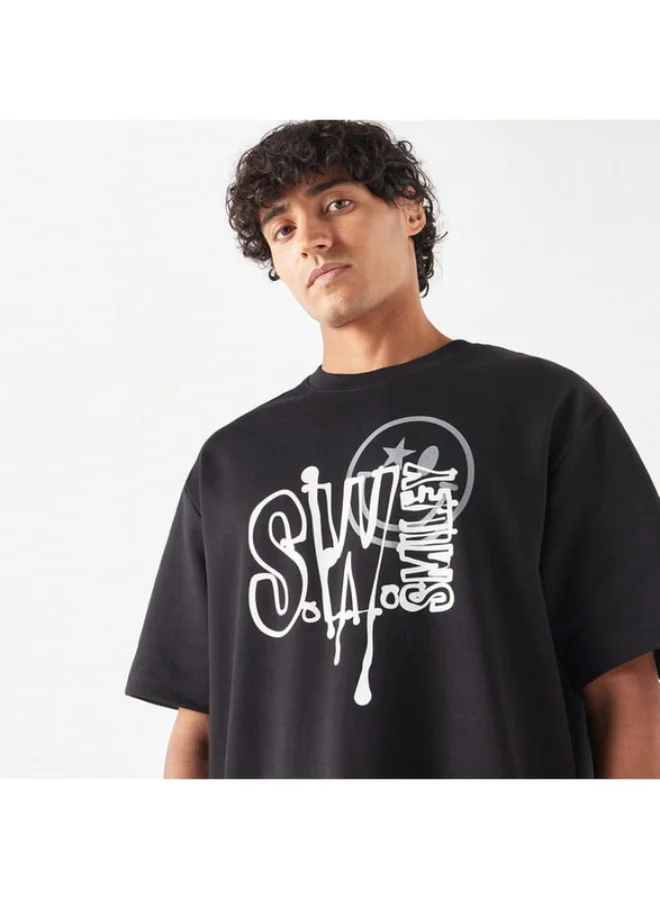 SP Characters Graphic Print Crew Neck T-shirt with Short Sleeves