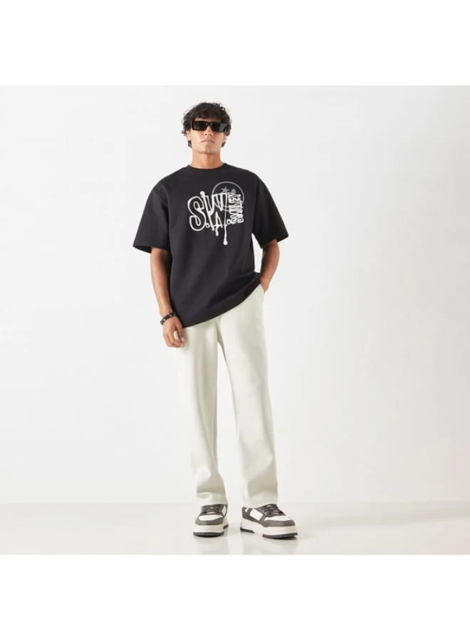 SP Characters Graphic Print Crew Neck T-shirt with Short Sleeves