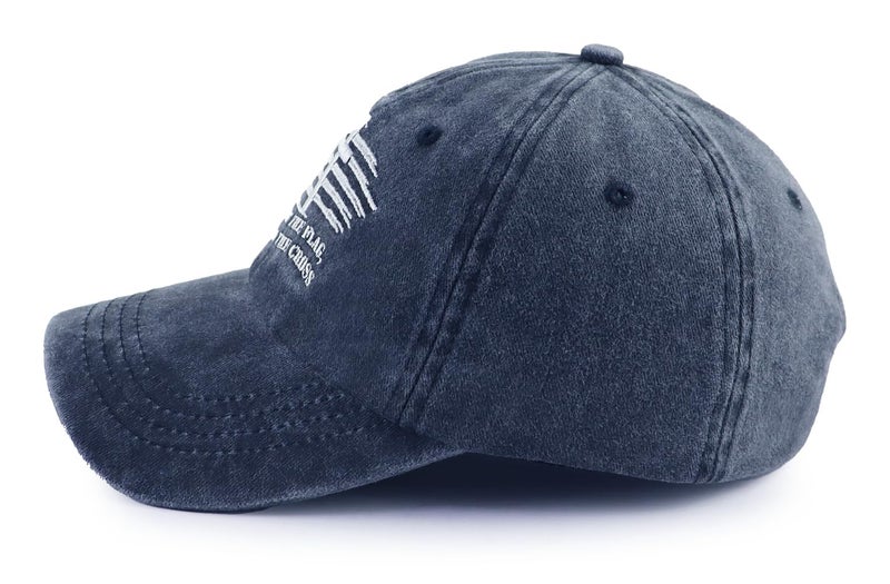 Tdopsxyxw Christian Gifts for Men, Faith Over Fear Veterans Baseball Cap, Jesus Cross Hat, Father's Day Retirement Christmas Birthday Gifts for Dad Papa Uncle Navy - Image 3