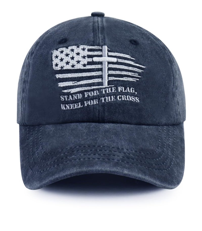 Tdopsxyxw Christian Gifts for Men, Faith Over Fear Veterans Baseball Cap, Jesus Cross Hat, Father's Day Retirement Christmas Birthday Gifts for Dad Papa Uncle Navy - Image 1