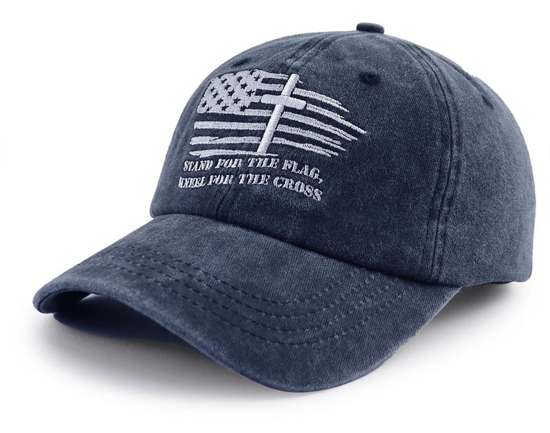 Tdopsxyxw Christian Gifts for Men, Faith Over Fear Veterans Baseball Cap, Jesus Cross Hat, Father's Day Retirement Christmas Birthday Gifts for Dad Papa Uncle Navy - Image 2