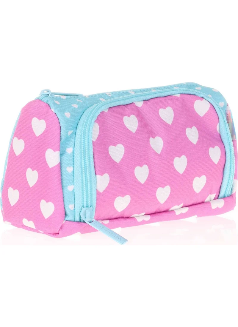 كاوكو Plump Two-Eyed Girl's Pink Heart Pencil Bag - Pen Holder