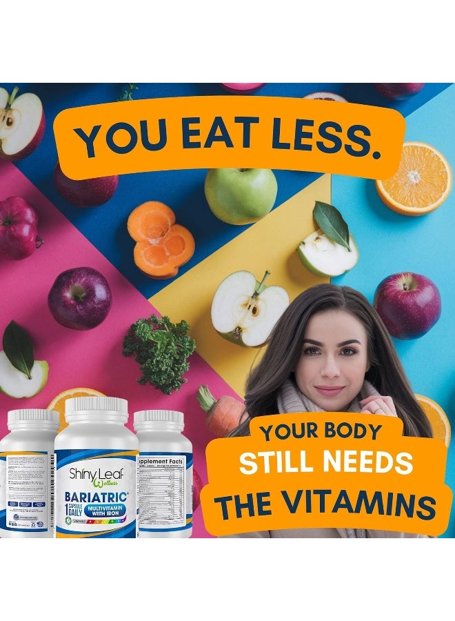 Shiny Leaf فيتامينات متعددة لعلاج السمنة مع الحديد - 45 ملغ لجراحة تحويل المعدة، قص المعدة، روكس-إن-واي، تحويل الاثني عشر - 22 فيتامينات ومعادن، متوافقة مع ASMB، نباتية، مصنوعة في الولايات المتحدة، GMP، 30 حبة. - Image 5