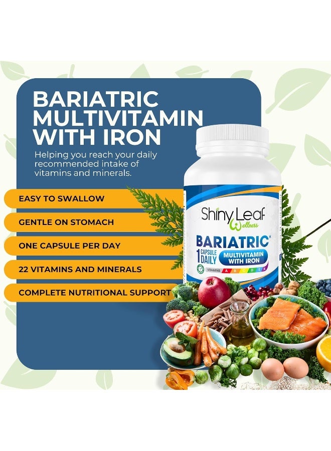 Shiny Leaf فيتامينات متعددة لعلاج السمنة مع الحديد - 45 ملغ لجراحة تحويل المعدة، قص المعدة، روكس-إن-واي، تحويل الاثني عشر - 22 فيتامينات ومعادن، متوافقة مع ASMB، نباتية، مصنوعة في الولايات المتحدة، GMP، 30 حبة. - Image 3
