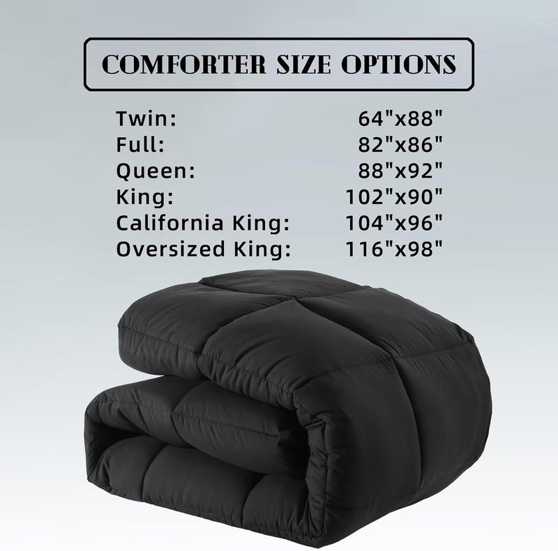 DOWNCOOL Down Alternative Quilted Comforter Blanket-Black Lightweight Duvet Insert or Stand-Alone Comforter with Corner Duvet Tabs,Full 82x86 Inches | Corner Tabs,All Season, Down Alternative Hotel Comforter, Full 82x86 Inches - Image 5