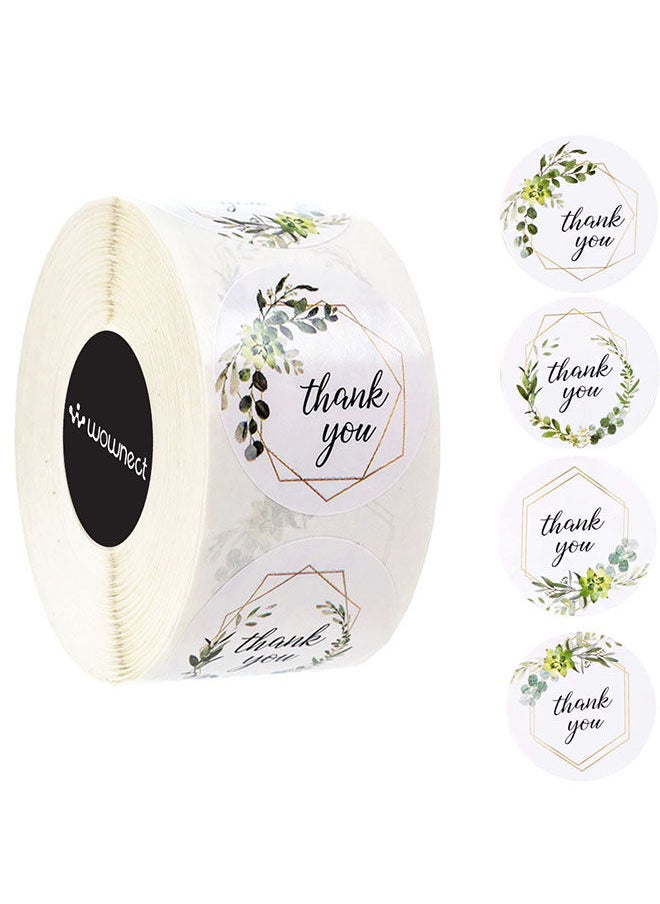 Wownect Leaf Design Thankyou Sticker Round [1inch][1000 Stickers] Labels For Envelope Seals Packing Seals cards Gift Boxes Shopping Bags Bouquets Cardboard Decoration  - Image 1