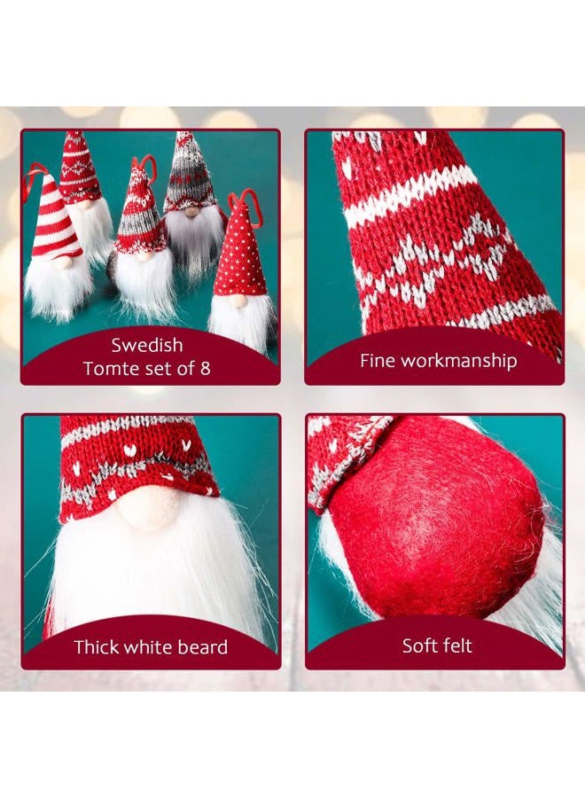 Sumind 8 Styles Christmas Santa Gnomes Ornaments Handmade Scandinavian Santa Elf Plush Dolls Hanging Santa Christmas Decorations(8 Pieces) - Image 3