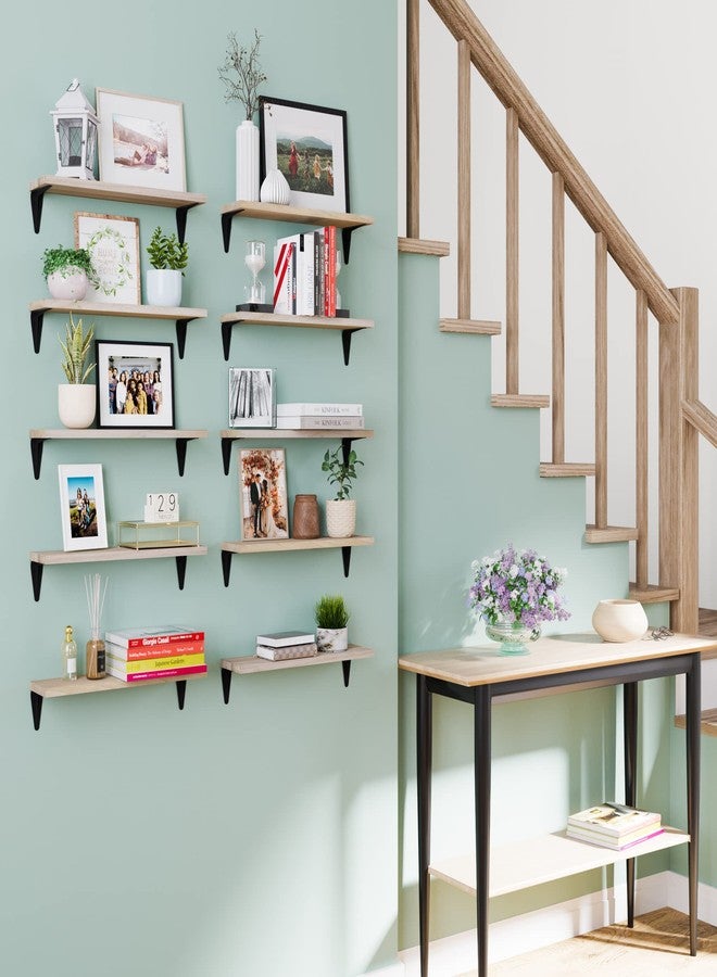 والنيتشر رفوف عائمة من Wallniture Arras لتزيين الجدران، رف كتب مقاس 17 × 4.5 بوصة لتزيين غرفة المعيشة، وتنظيم المطبخ، ورفوف جدارية للممرات والمكاتب، تشطيب طبيعي، مجموعة من 10 قطع - Image 4