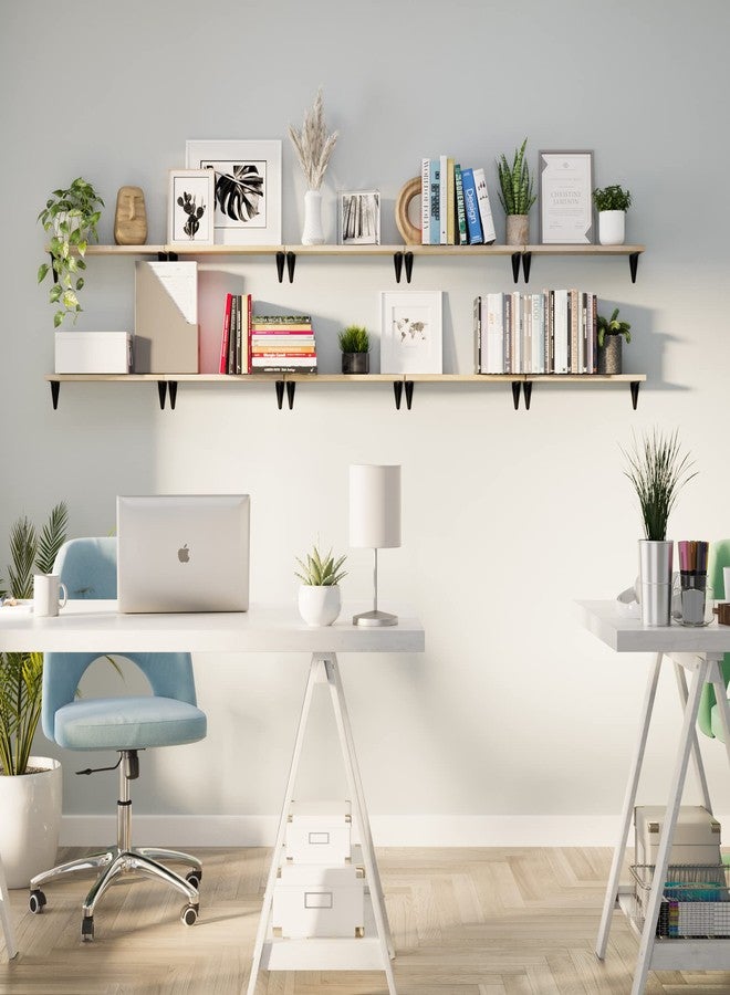 والنيتشر رفوف عائمة من Wallniture Arras لتزيين الجدران، رف كتب مقاس 17 × 4.5 بوصة لتزيين غرفة المعيشة، وتنظيم المطبخ، ورفوف جدارية للممرات والمكاتب، تشطيب طبيعي، مجموعة من 10 قطع - Image 5
