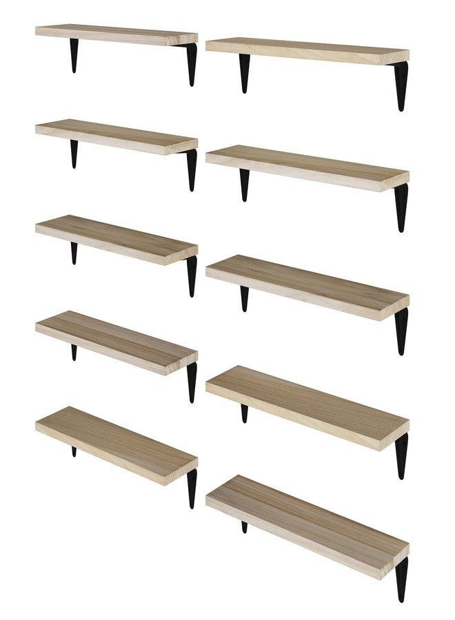 والنيتشر رفوف عائمة من Wallniture Arras لتزيين الجدران، رف كتب مقاس 17 × 4.5 بوصة لتزيين غرفة المعيشة، وتنظيم المطبخ، ورفوف جدارية للممرات والمكاتب، تشطيب طبيعي، مجموعة من 10 قطع - Image 1