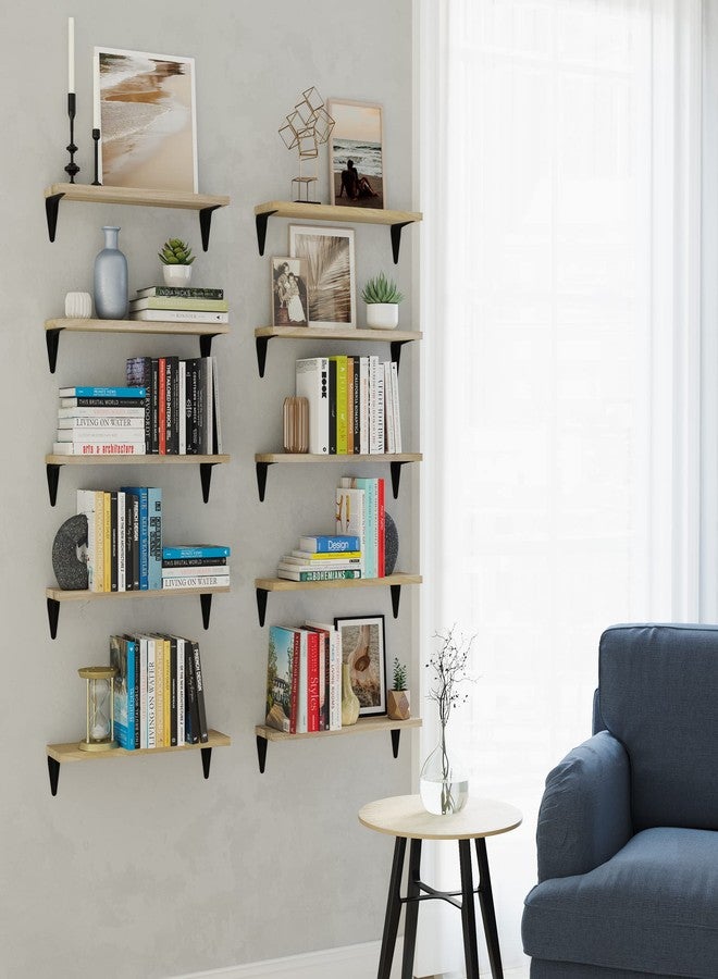والنيتشر رفوف عائمة من Wallniture Arras لتزيين الجدران، رف كتب مقاس 17 × 4.5 بوصة لتزيين غرفة المعيشة، وتنظيم المطبخ، ورفوف جدارية للممرات والمكاتب، تشطيب طبيعي، مجموعة من 10 قطع - Image 2