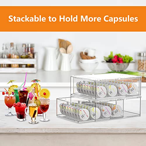 ZECENN Refrigerator Storage Drawer for Bartesian Cocktail Pods, Stackable Bartesian Pod Holder for the Fridge, Hold 32 Bartesian Cocktail Capsules, Refrigerator Organizer Bins Storage Container -Clear - Image 3