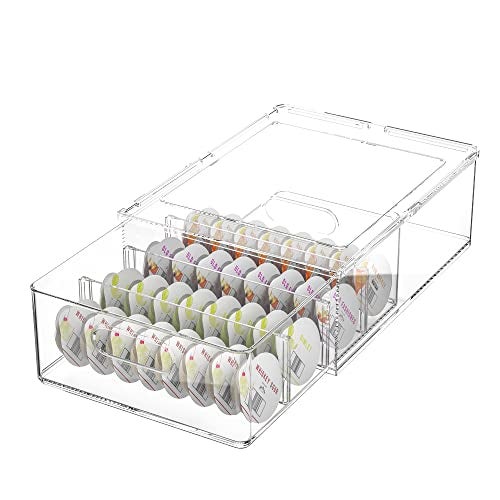 ZECENN Refrigerator Storage Drawer for Bartesian Cocktail Pods, Stackable Bartesian Pod Holder for the Fridge, Hold 32 Bartesian Cocktail Capsules, Refrigerator Organizer Bins Storage Container -Clear - Image 1