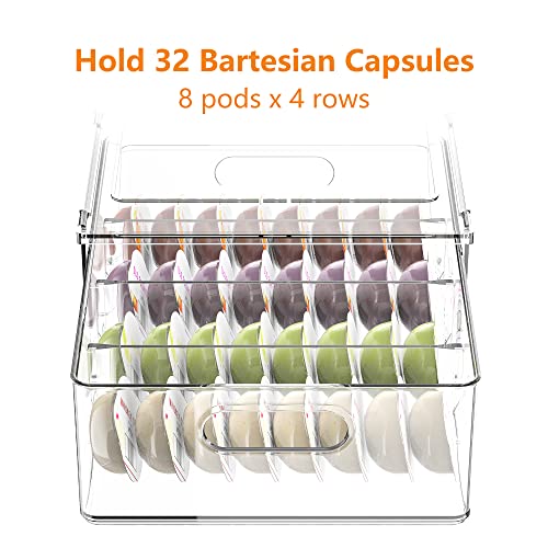 ZECENN Refrigerator Storage Drawer for Bartesian Cocktail Pods, Stackable Bartesian Pod Holder for the Fridge, Hold 32 Bartesian Cocktail Capsules, Refrigerator Organizer Bins Storage Container -Clear - Image 2