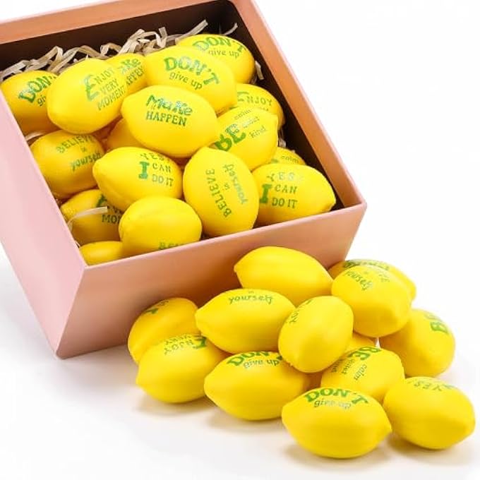 Jerify 36 Pieces Motivational Lemon Stress Balls Foam Inspirational Relief Toys Mini Lemons Fruit Stress Relieve Toys Mini Inspirational Foam Party Favors Gifts for Employee Coworkers Team - Image 1