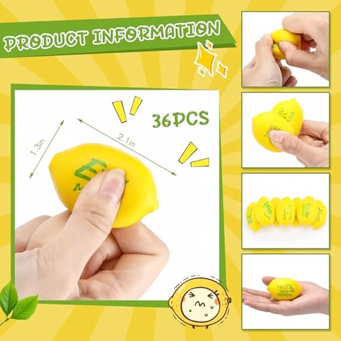 Jerify 36 Pieces Motivational Lemon Stress Balls Foam Inspirational Relief Toys Mini Lemons Fruit Stress Relieve Toys Mini Inspirational Foam Party Favors Gifts for Employee Coworkers Team - Image 2