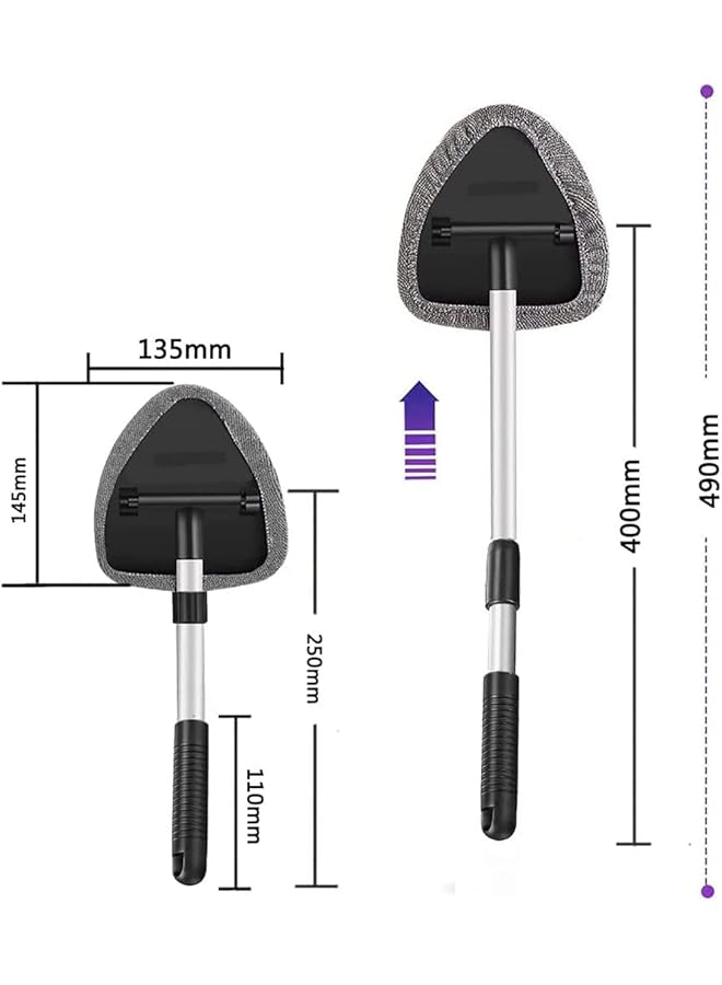 KASTWAVE Car Windshield Cleaning Brush, Microfiber Car Window Cleaner With 4 Reusable And Washable Microfiber Pads And Extendable Handle Auto Inside Glass Wiper Kit, Gray - Image 4