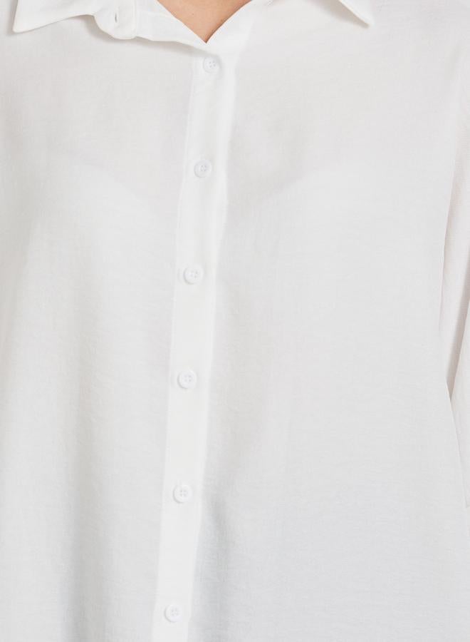 Take Two Take Two Solid Spread Collar Oversized Shirt  - Image 3