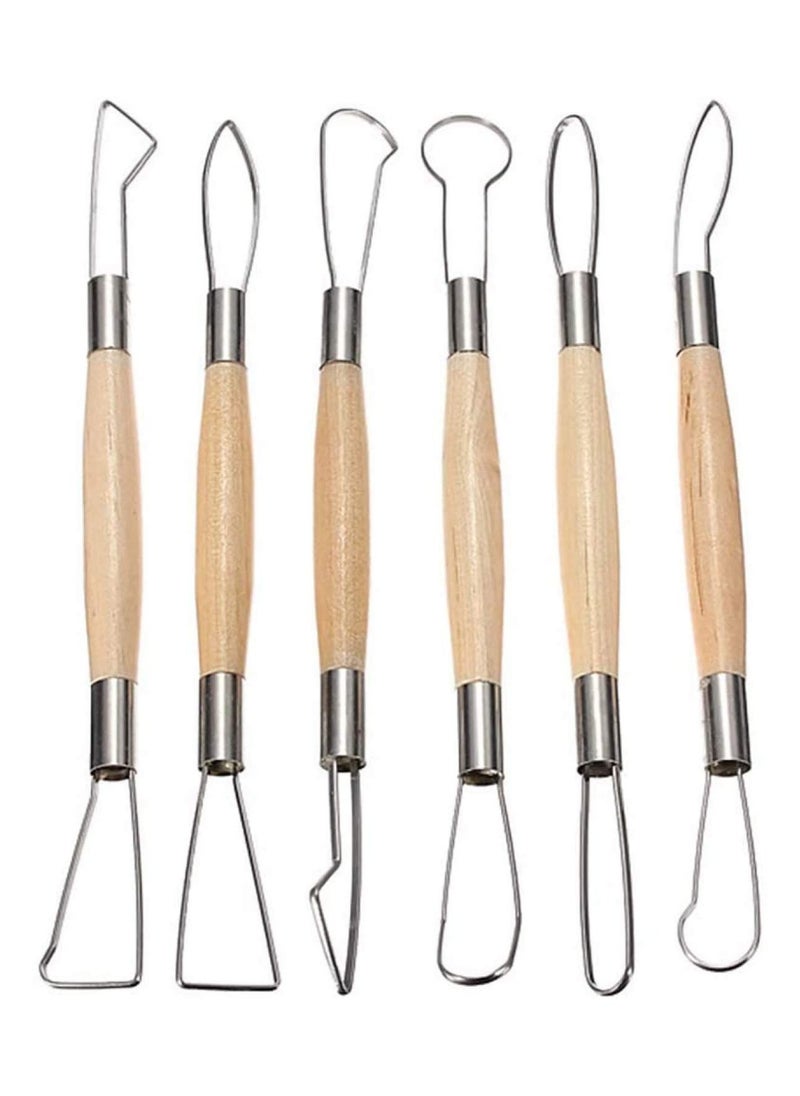 SYOSI 6 Piece Small Ribbon Cutter for Pottery, Ceramics Sculpture, Carving, Scraper Craft Modelling Tools  - Image 1