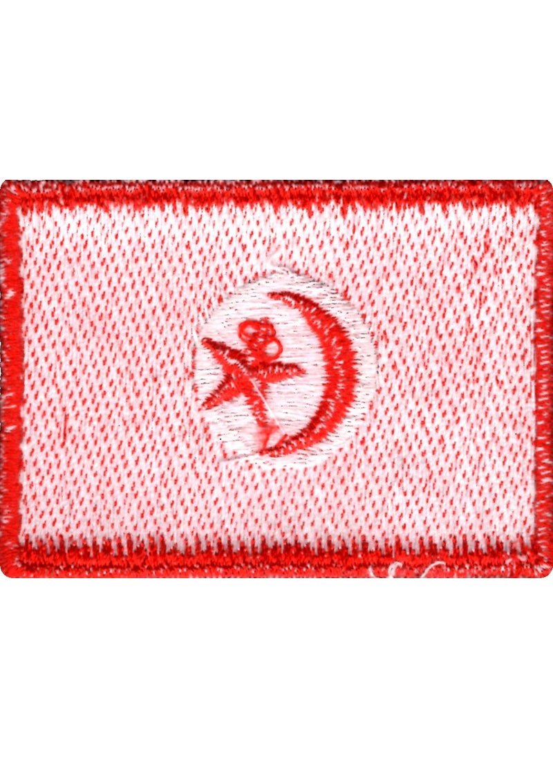 Artist Unknown - Tunisia Flag Applique Embroidered Sweing Patch Suitable for Jackets, Bags, T-Shirts, Jeans, Pants, Outdoor Clothing ; Size: 7cm x 5cm ; Imported from Malaysia (1 Piece). - Image 1