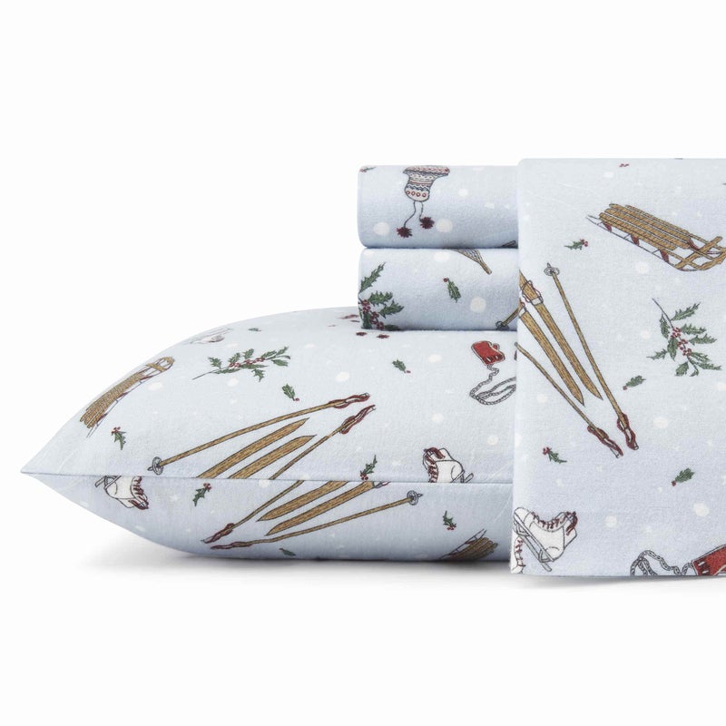Eddie Bauer  Twin Sheets Cotton Flannel Bedding Set Brushed for Extra Softness Cozy Home Decor Snow Days Twin