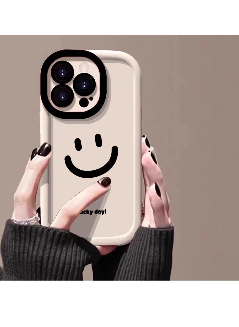 NIBEMINENT Lucky Smiley Protective TPU Case Cover For iPhone 15, White