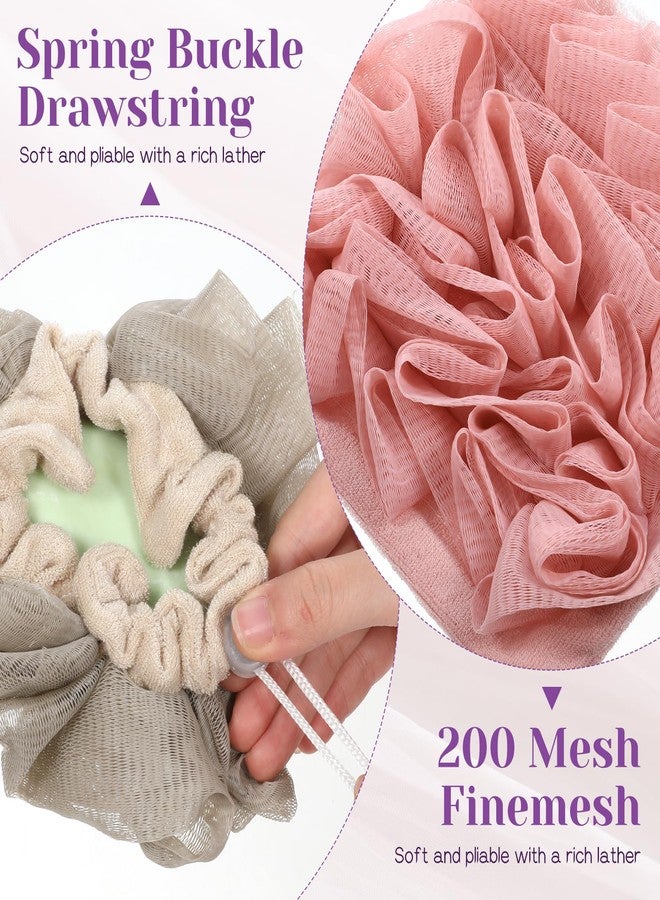 SHENLIU 12 Pack Loofah Washcloth Soap Bar Loofah, 2 in 1 Drawstring Exfoliation Bath Sponge with Bar Soap Pocket Exfoliation Mesh Shower Puff Ball Bath Shower Body Wash Cleansing Smooth Skin - Image 3