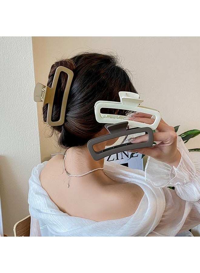 FREEBIES 3 Pcs 5 Inch Extra Large Rectangle Hair Clips Claw Clips for Thick Hair,Jumbo Lattice Claw Clips,Oversized Matte Non-slip Rectangle Hair Clips for Women,Big Strong Hold Jaw Clip - Image 1