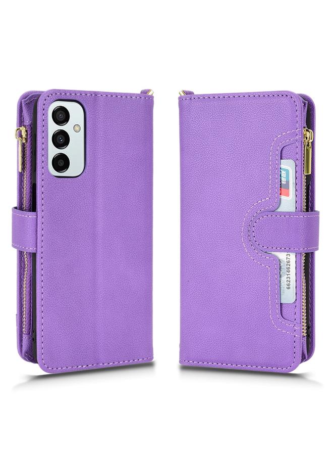 اس-توب جراب لهاتف Samsung Galaxy M13 4G / M23 / F23 5G جراب هاتف جلدي بسحاب من نسيج الليتشي - Image 2