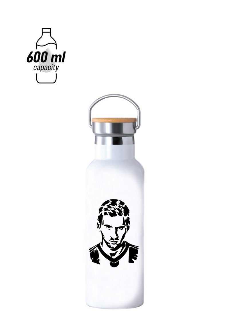 Football Super Hero Messi Water Flask Bottle - Gift for Sports Fans and Athletes - Stainless Steel Bamboo Cap Flask Bottle 600ml - Ideal for Sports Enthusiasts - Image 1