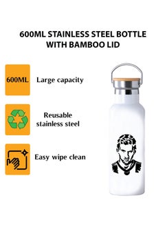 Generic Football Super Hero Messi Water Flask Bottle - Gift for Sports Fans and Athletes - Stainless Steel Bamboo Cap Flask Bottle 600ml - Ideal for Sports Enthusiasts  - Image 3