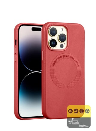 Luxury Leather MagSafe Magnetic Wireless Charging And Shockproof Case Cover For Apple iPhone 14 Pro Max 6.7 Inch Red - pzsku/Z9326A59CCF461E5D1862Z/45/_/1681259509/b8fcc7c9-fd13-4c86-9ec0-f032f7b884ac