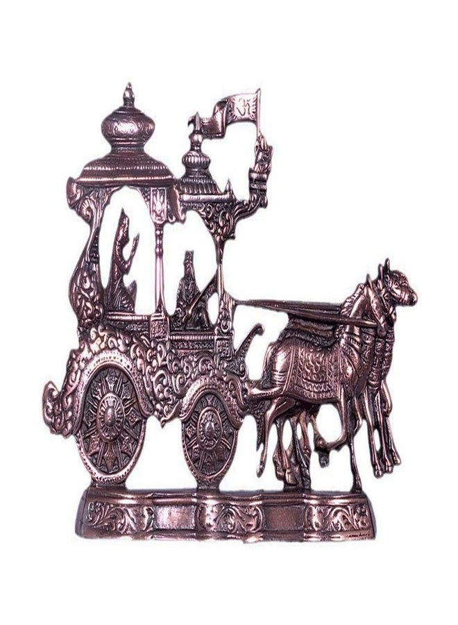 SHOPPINGROX Krishna Arjun Rath 21cm Religious Idol & Figurine Aluminium Metal Copper Colour - Image 2