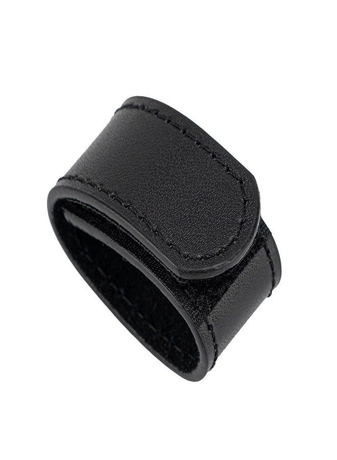 TACNEX Genuine Leather Belt Keeper 1 3/8" - 1 1/2" Wide Men's Dress Belt Loop Stays Strap End Holder Retainer Band Black 2PCS - Image 1