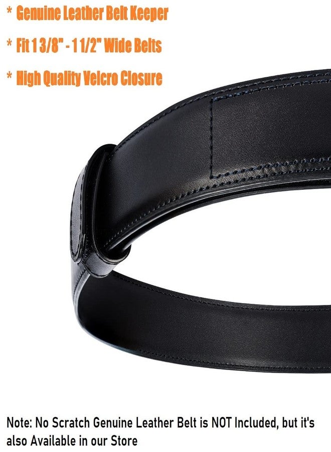 TACNEX Genuine Leather Belt Keeper 1 3/8" - 1 1/2" Wide Men's Dress Belt Loop Stays Strap End Holder Retainer Band Black 2PCS - Image 3