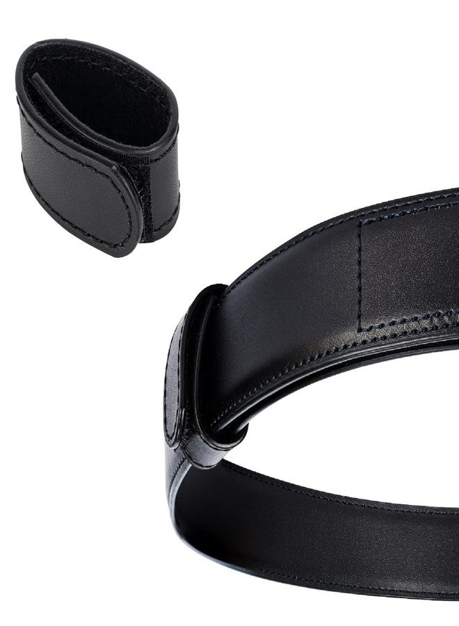 TACNEX Genuine Leather Belt Keeper 1 3/8" - 1 1/2" Wide Men's Dress Belt Loop Stays Strap End Holder Retainer Band Black 2PCS - Image 2