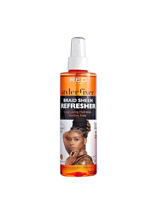 Red by Kiss Red by Kiss Braid Sheen Refresher Spray, Long Lasting Hydration, Refresh Curls & Braid,Highest Shine, Soothes Scalp, Nourishes Dry Crips Hair, Enriched with Certified Organic Jamaican Black Castor Oil - Image 1
