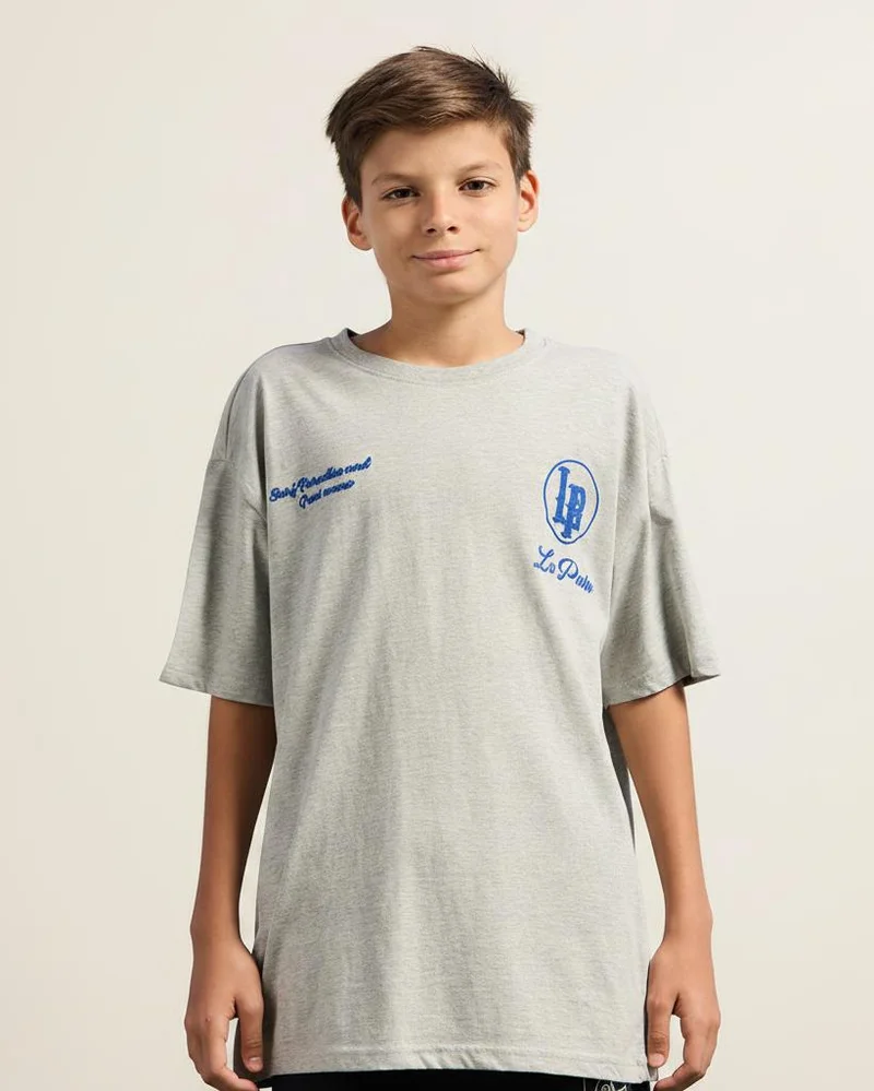 REDTAG Senior Boys Grey Printed Oversize T-Shirt