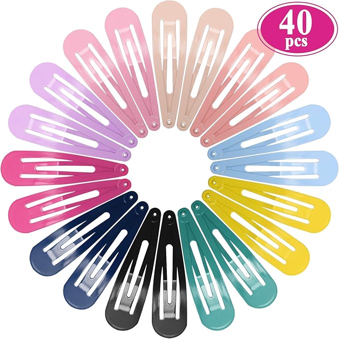 Large Snap Hair Clips 40 Pcs Funtopia 28 Inch Long Non Slip Metal Hair Clips for Women Girls Hair Barrettes Hair Accessories Brown Black