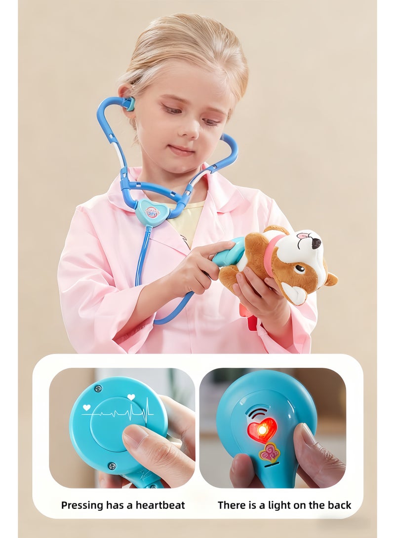 LBMT Doctor Kit for Kids, Pretend Doctor Playset for Toddlers with Cart, Costume and Stethoscope, Role Play Medical Toy for Girls Boys Toddlers 3-8 Birthday Gifts (Pink) - Image 5