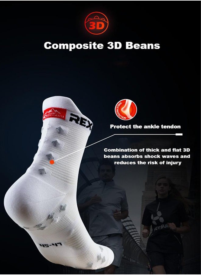 REXCHI White 3D Compression Sports Socks, Deodorant Breathable Boat Socks, Cushioned Boat Socks, Moisture Wicking Sports Hiking Socks, Suitable For All Sports  - Image 3