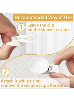Excefore Shower Curtain Splash Clips, 6 Pcs Self Adhesive Shower Curtain Clips, with Suction Cup, Self Adhesive Shower Curtain Weight Clip, Windproof Splash Guard, Just Press Clip onto Wall  - Image 5