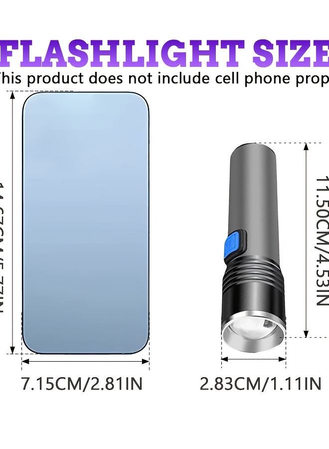 1pc 395nm UV Flashlight ABS Material USB Rechargeable For Invisible Ink Pet Urine Detection - Image 4