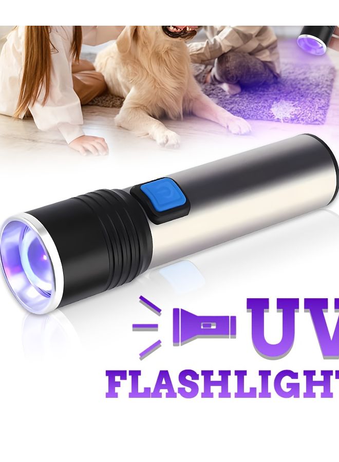 1pc 395nm UV Flashlight ABS Material USB Rechargeable For Invisible Ink Pet Urine Detection - Image 2
