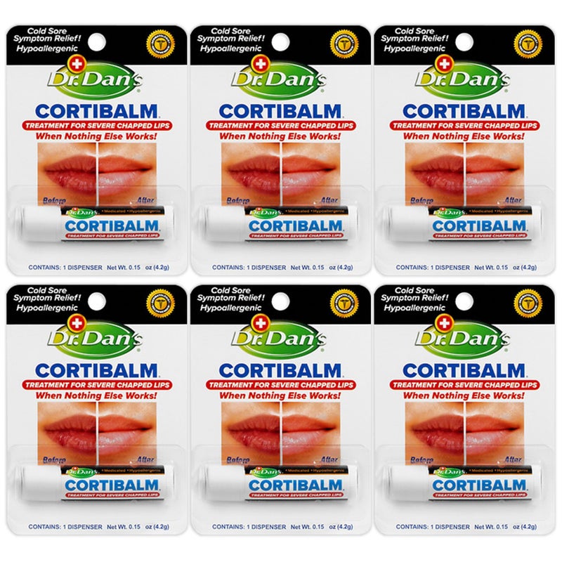 Dr. Dans Dr. Dan's Cortibalm-6 Pack-for Dry Cracked Lips - Healing Lip Balm for Severely Chapped Lips - Designed for Men, Women and Children - Image 1