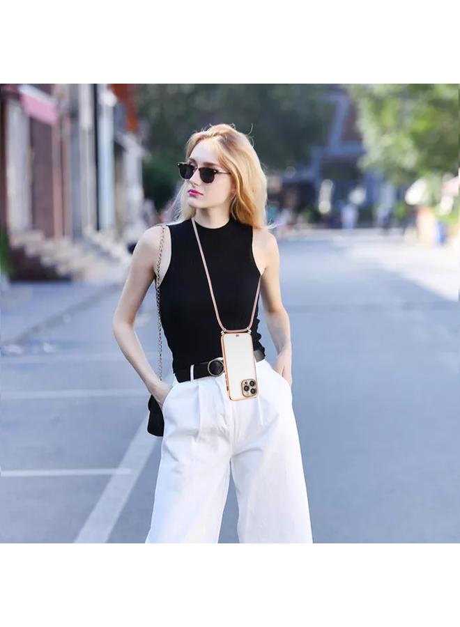 اس-توب جراب لهاتف iPhone 14 Pro مصنوع من مادة TPU مطلية بالكهرباء بلونين مع حبل - Image 4