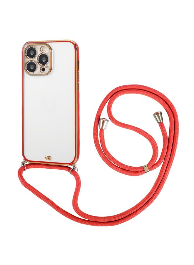 اس-توب جراب لهاتف iPhone 14 Pro مصنوع من مادة TPU مطلية بالكهرباء بلونين مع حبل - Image 1