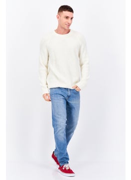 Jules Men Crew Neck Long Sleeves Textured Sweater, Cream  - Image 4