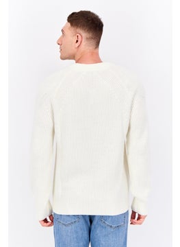 Jules Men Crew Neck Long Sleeves Textured Sweater, Cream  - Image 3