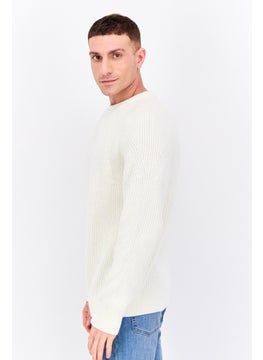 Jules Men Crew Neck Long Sleeves Textured Sweater, Cream  - Image 2